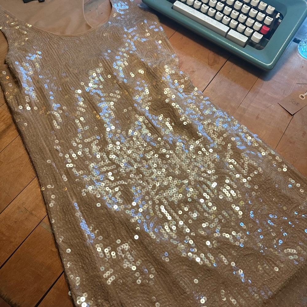 Sparkling Beige Sequin Dress Glitterati luxe femme Indie Sleaze